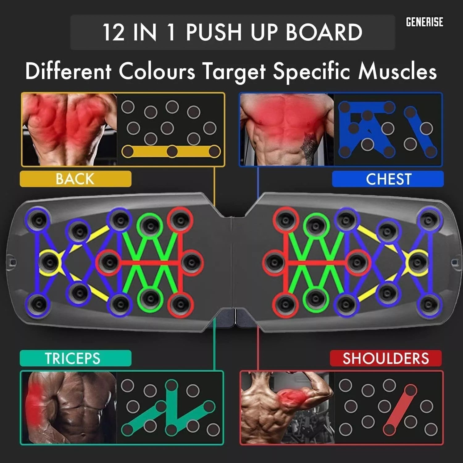 Push up Board 12 in 1 Fitness Workout Train Gym Muscle Exercise Pushup Stand